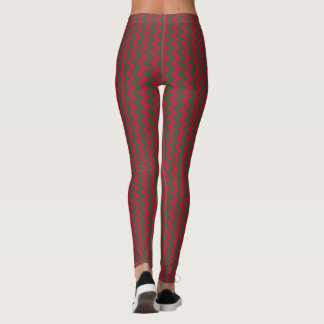 Leggings red and green zigzag 