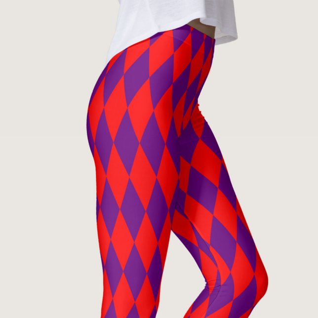 Leggings Red and Purple Harlequin Checkered Design  (Créateur téléchargé)