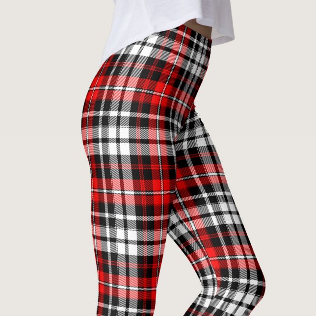 Leggings Red Black White Plaid Tartan Pattern Design  (Créateur téléchargé)