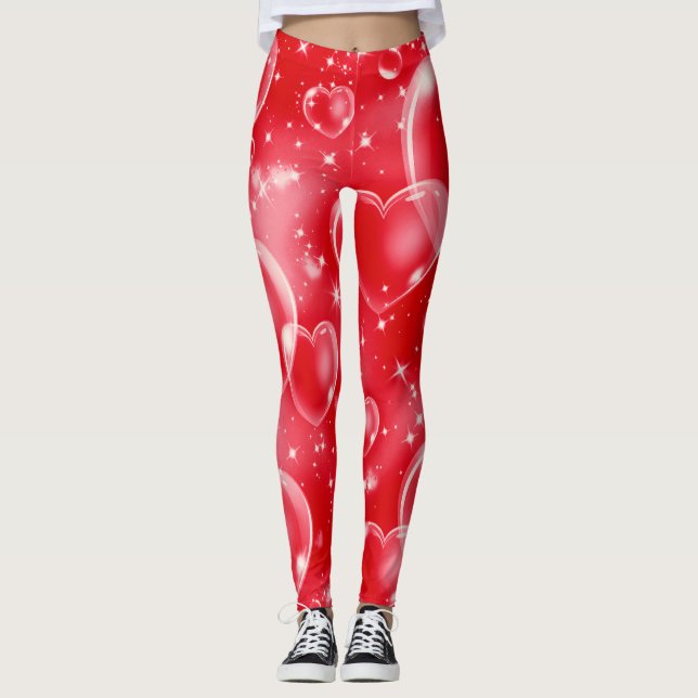 Leggings Red Bubble Hearts mignon fille 90's (Devant)