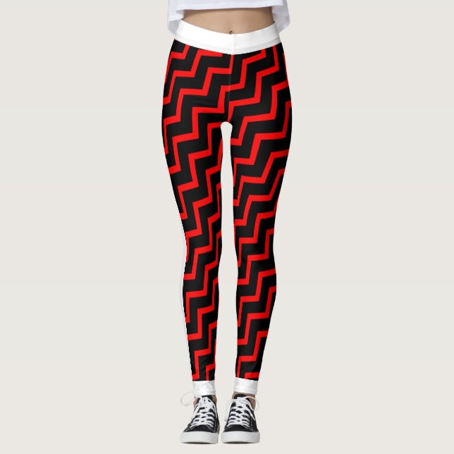 Leggings Red Chevron (White Trim) sur votre col. (Devant)