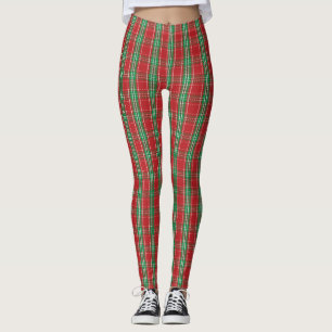 Leggings Red Cute Farmhouse Rustique Vacances Plaid Simple