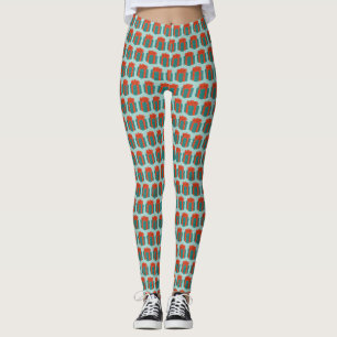 Leggings Red Green Holiday Noël Hanoukka boîte cadeau Bow