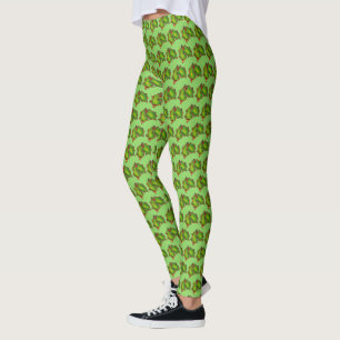 Leggings Red Green Holly Leaf Noël Noël Noël Noël Noël Noël