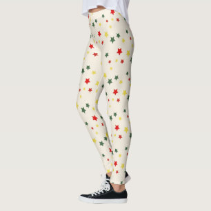 Leggings Red Green Star Novelty Mignonne Drôle Noël moderne