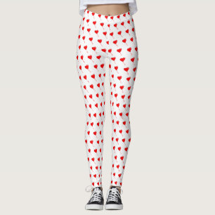 Leggings Red Heart Girl Fun Chic Balloon Motif Blanc