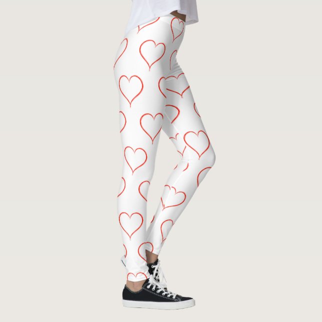 Leggings Red Heart Outline, Saint Valentin Décontractée (Droite)