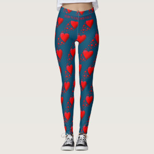 Leggings Red Hearts EXÉCUTEZ VOTRE COURSE Valentine Custom
