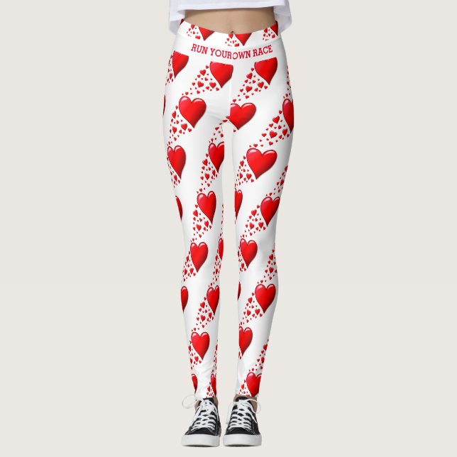 Leggings Red Hearts EXÉCUTEZ VOTRE COURSE Valentine Personn (Devant)