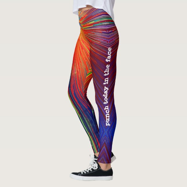 Leggings Red Orange Blue Stripe Motif Punch aujourd'hui en  (Gauche)