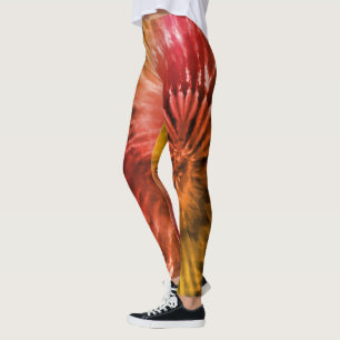 Leggings Red & Orange Psychedelic Starburst Tie Dye