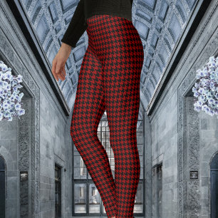 Leggings Red Pied De Poule Houndstooth noir