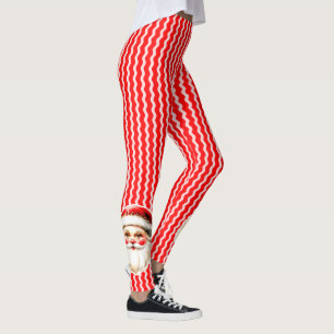 Leggings Red Retro Santa Claus Red Ric Rac Noël