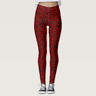 Leggings Red Rockabilly Psychobilly Empreinte de léopard Pu