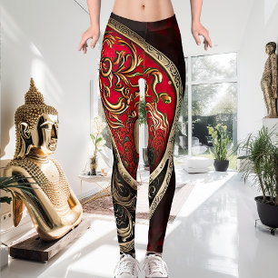 Leggings Red Spiritual Yin and Yang Meditation and Yoga