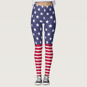 Leggings Red White Blue Stars Stripes USA flag cool fun