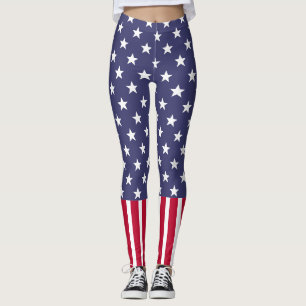 Leggings Red White Blue Stars Stripes USA flag cool fun
