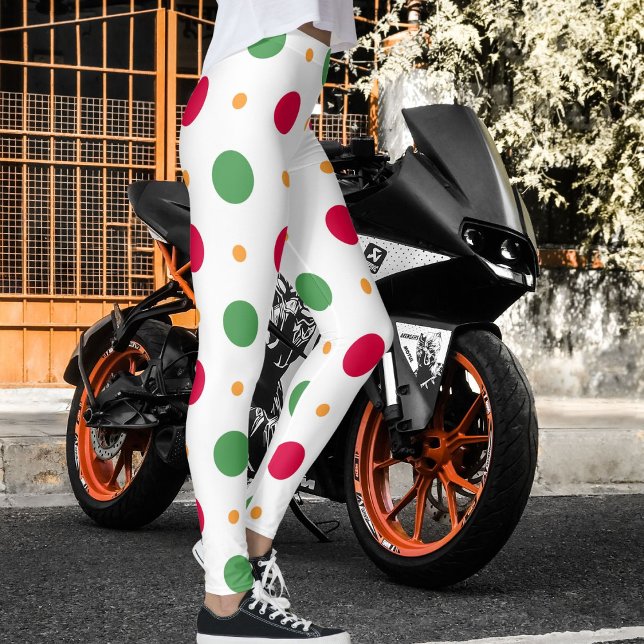 Leggings Red White Green Polka Dot Pattern Winter Christmas (Créateur téléchargé)
