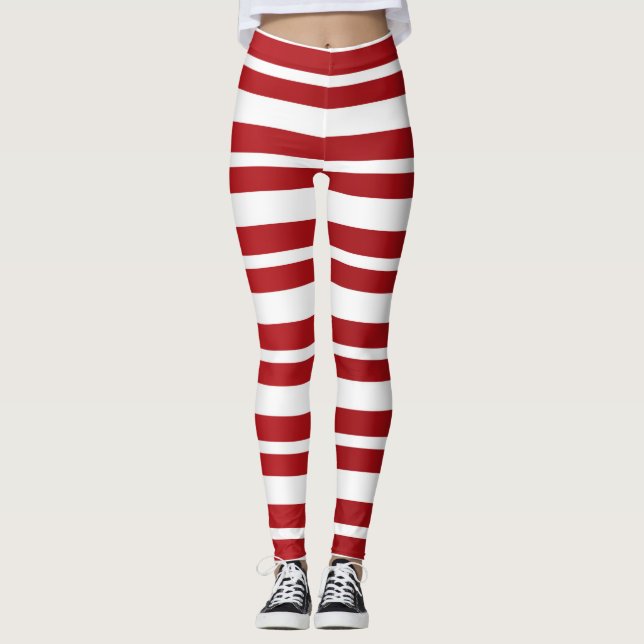 Leggings Red & White Stripes Festive Noël (Devant)