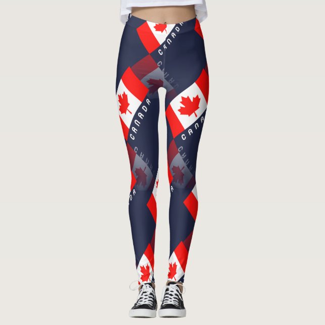 Leggings Réflexion canadienne élégante du drapeau 3D de (Devant)