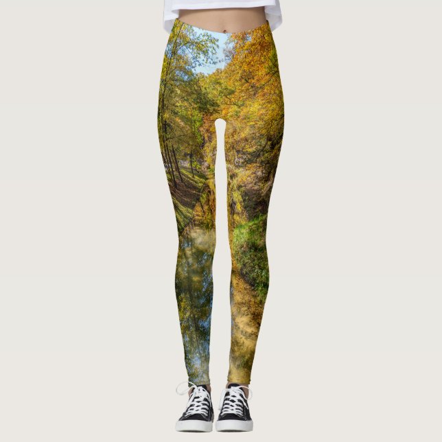 Leggings Réflexions d'automne du ruisseau Verticale (Devant)