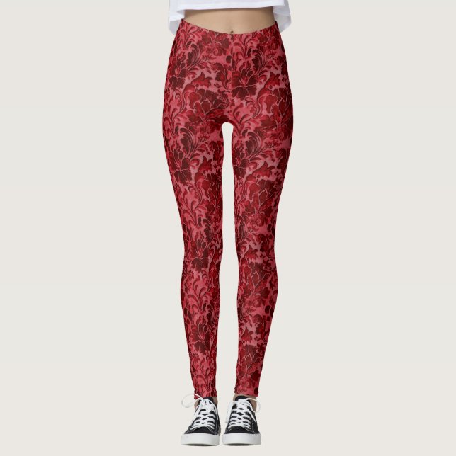 Leggings Regal Red Français Luxury Damask (Devant)
