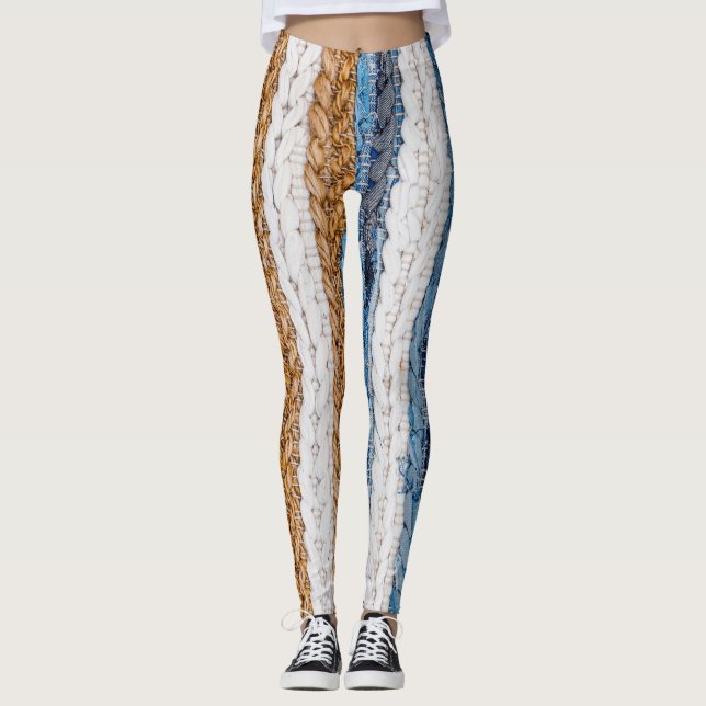 Leggings Rein patchwork : jean recyclé tapis. (Devant)