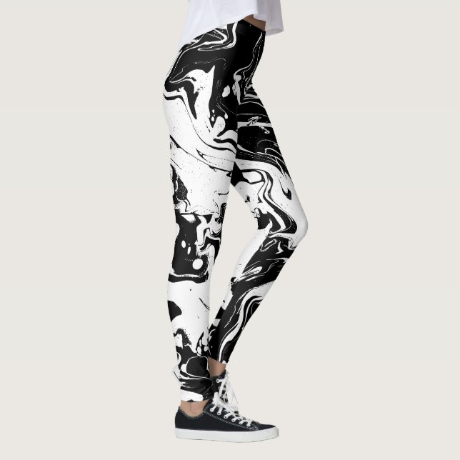 Leggings Remous noirs et blancs de résumé - guêtres (Droite)