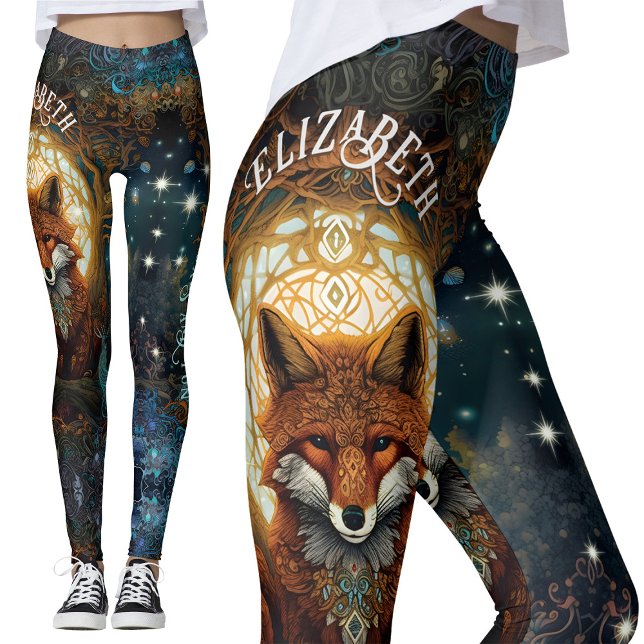 Leggings Renard celtique Moonlit Personnalisé Enchanteur Fo (Créateur téléchargé)