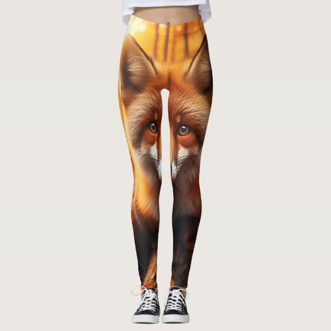 Leggings Renard d'automne en esthétique et joli charme fore (Devant)