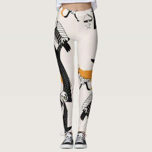 Leggings Renard, hibou, arbre, vintage sans soudure.
