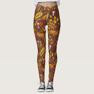 Leggings Renards d'automne sur chocolat brun
