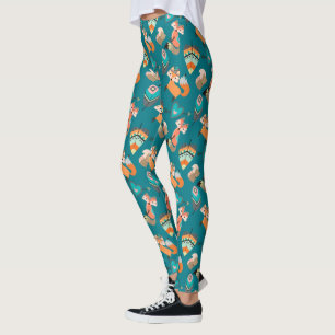Leggings Renards tribaux turquoises