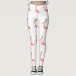 Leggings Renne à la mode de Noël de flamant<br><div class="desc">Leggins d'amusement comportant un flamant rose habillant le motif rouge de renne de nez de Rudolph.</div>