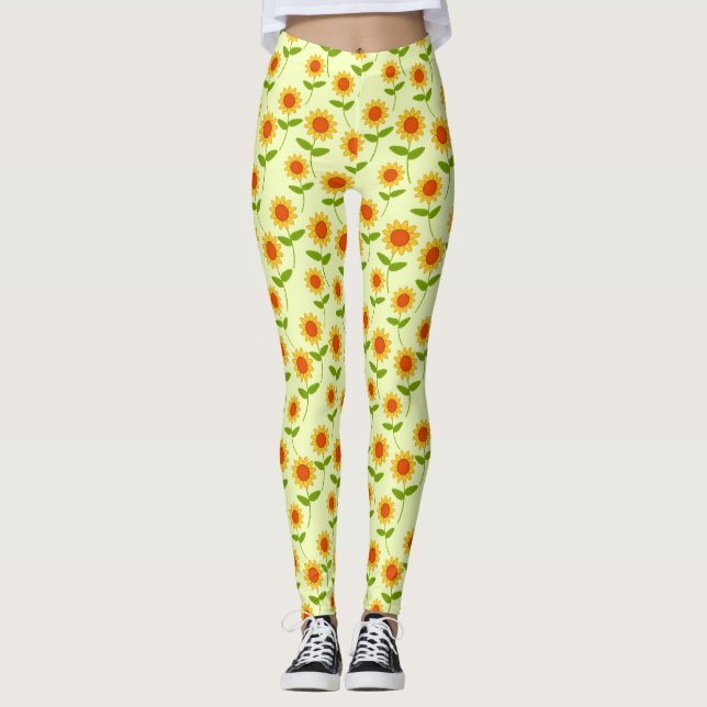 Leggings Répéter le motif de tournesol (Devant)