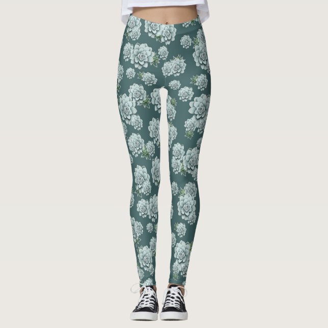 Leggings Répétez les succulents de la Rosette de la Monnaie (Devant)