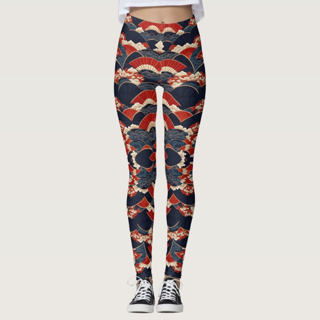Leggings Répétition du Motif japonais Kimono (Devant)