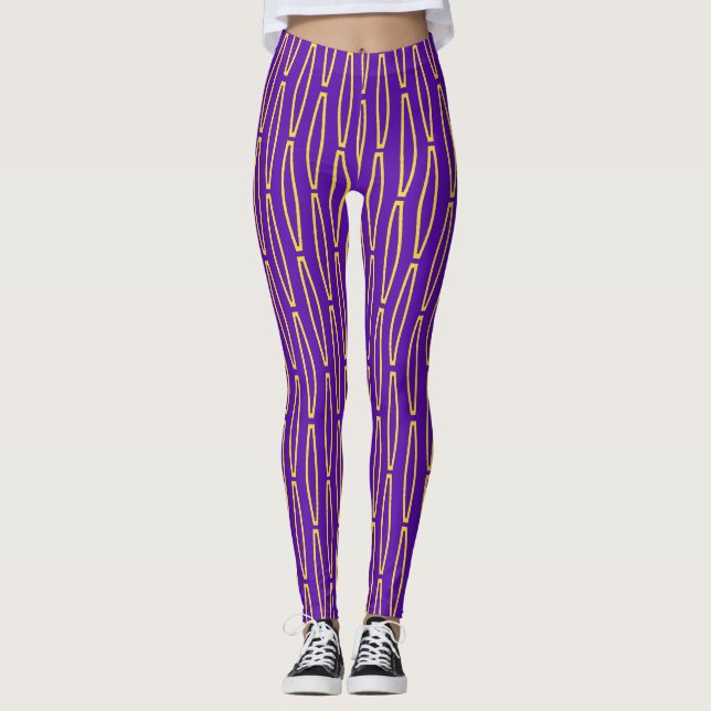 Leggings Répétition géométrique Mardi Gras (Devant)