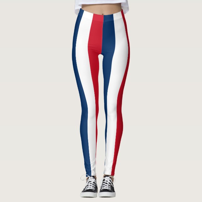 Leggings République Dominicaine Drapeau Couleurs rayées (Devant)