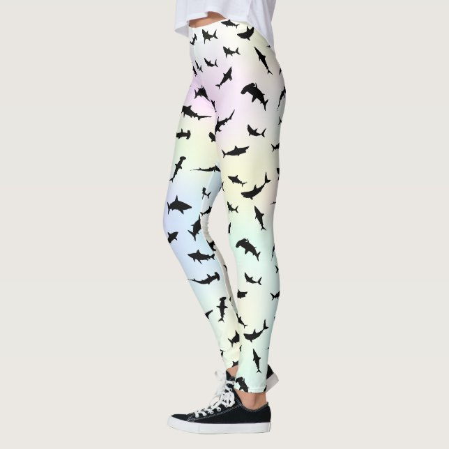 Leggings requin-taupe gris sur pente Arc-en-ciel (Gauche)