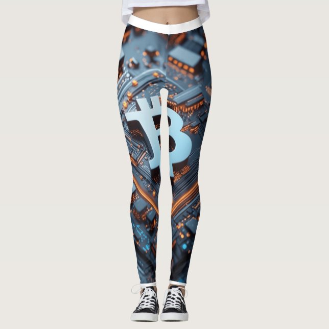 Leggings Réseau de blockchain futuriste : Un Web numérique  (Devant)