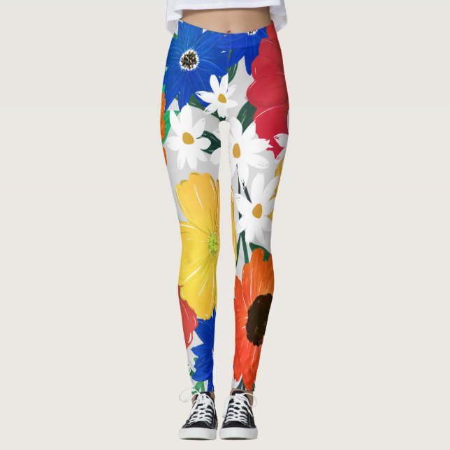 Leggings Ressort coloré Floral Peinture à la main (Devant)