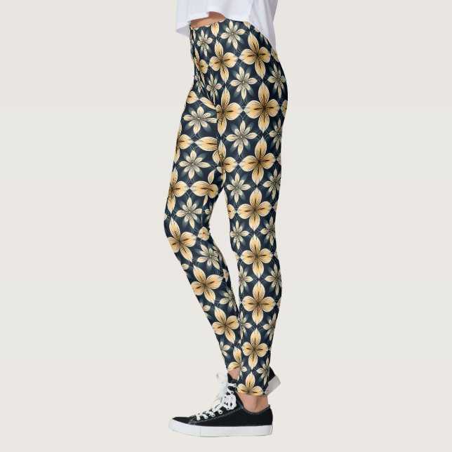 Leggings Résumé Abstrait Bleu Et Or (Gauche)