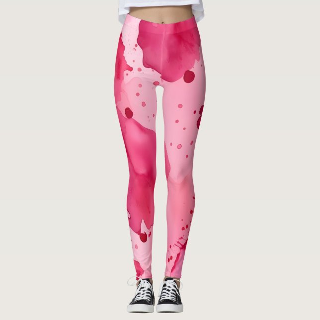 Leggings Résumé Abstrait Rose sur Rose (Devant)