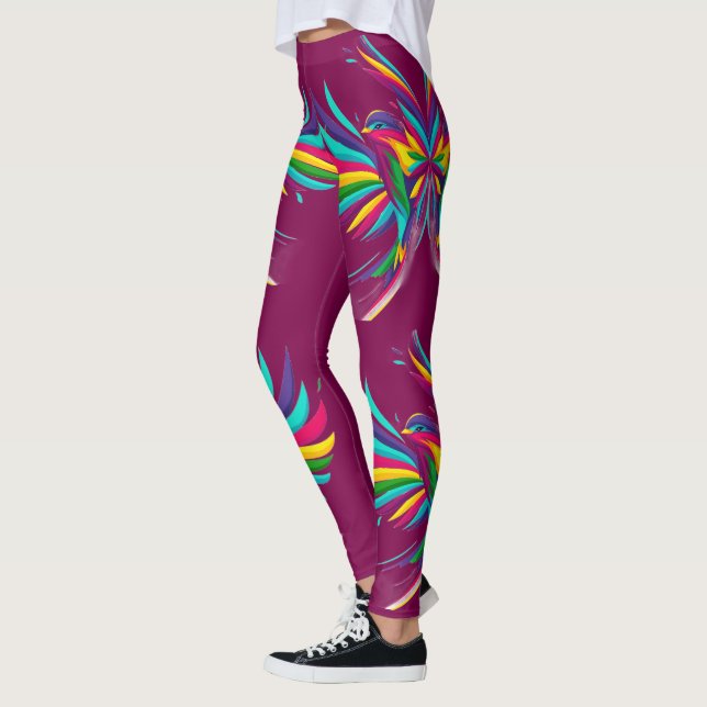 Leggings Résumé artistique d'oiseaux (Gauche)