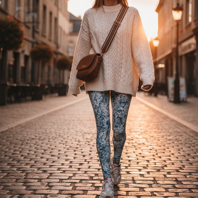 Leggings Résumé de marbre bleu (Créateur téléchargé)
