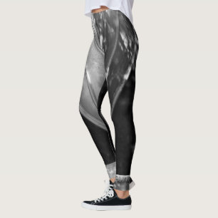 Leggings Résumé noir et blanc avec le nom personnalisé