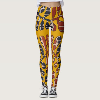Leggings Résumé Tan Feuille, style Matisse,