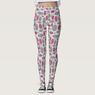 Leggings rétro, années 60, pois, gris et rose