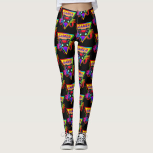 Leggings Rétro Arc-en-ciel Coloré Joueur Ordinateur Jeu